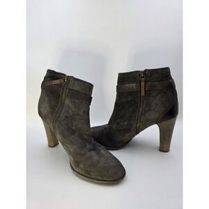 N.D.C. Spain Made by Hand Brown Suede Ankle Boots Heels Women's Size 37‎ US 6.5